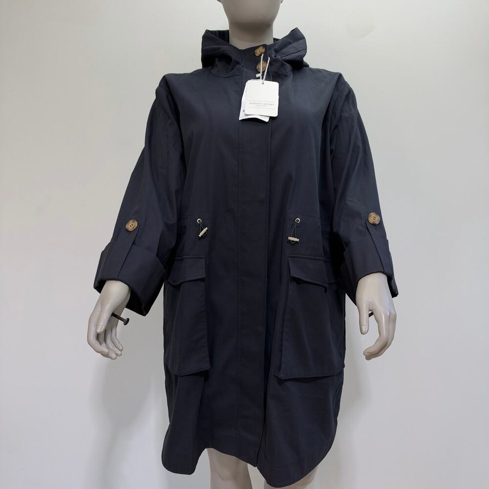NWT Marina Rinaldi Dark Navy Coat US 20 Neutral Minimalist Capsule Wardrobe